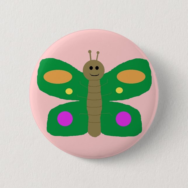 Macaron Rond 5 Cm Broche papillon (Devant)