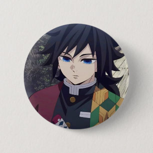 Macaron Rond 5 Cm Broche Tomioka Giyu de l'anime Demon Slayer