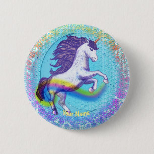 Macaron Rond 5 Cm Broche Unicorn en gras
