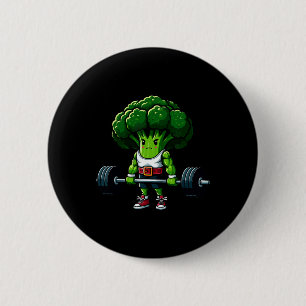 Macaron Rond 5 Cm Brocoli Deadlift Haltérophilie Gym Végétalien Tee