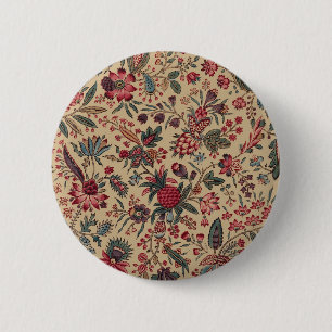 Macaron Rond 5 Cm Broderie Florale Ancienne de Décoration d'Ameublem