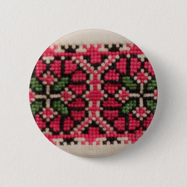 Macaron Rond 5 Cm Broderie ukrainienne (Devant)