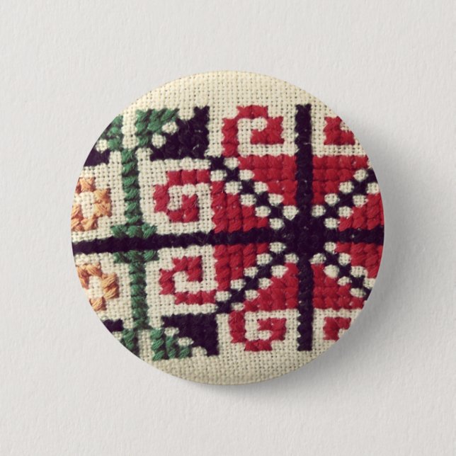 Macaron Rond 5 Cm Broderie ukrainienne (Devant)