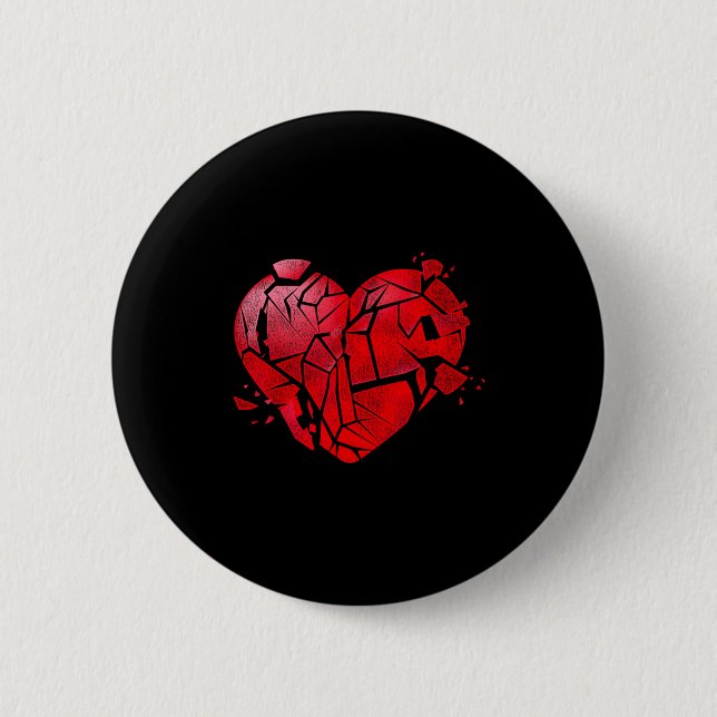 Macaron Rond 5 Cm Broken Heart Anti Valentines Day  (Devant)