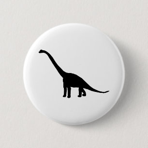 Macaron Rond 5 Cm Brontosaure de dinosaure noir et blanc