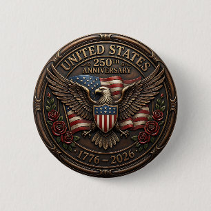 Macaron Rond 5 Cm Bronze Métallique États-Unis 250e anniversaire