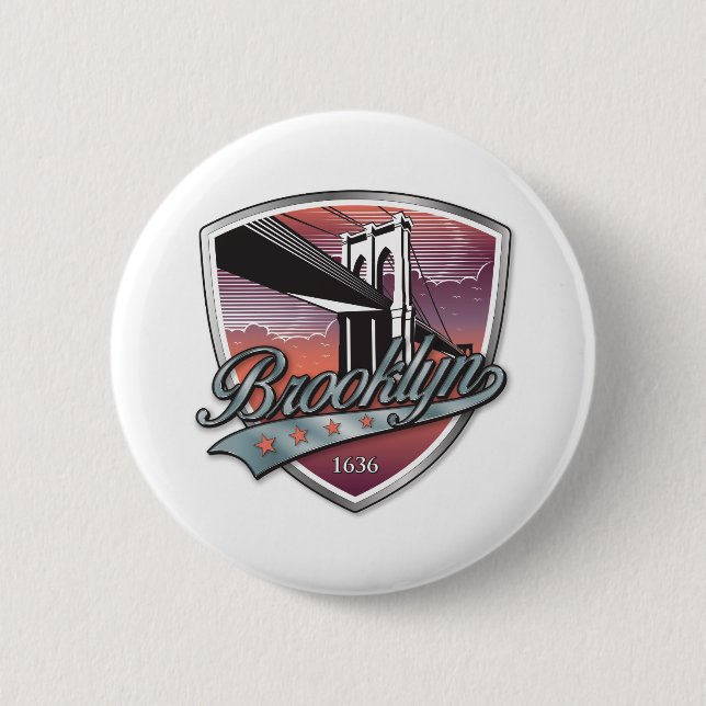 Macaron Rond 5 Cm Brooklyn Design argent métal (Devant)