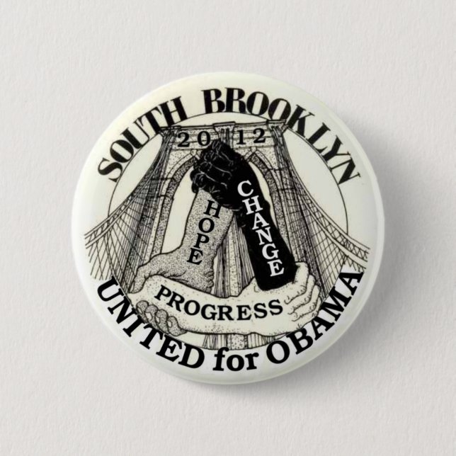 Macaron Rond 5 Cm Brooklyn pour Obama 2012 (Devant)