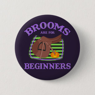 Macaron Rond 5 Cm Brooms Are For Beginners - Horsey Halloween