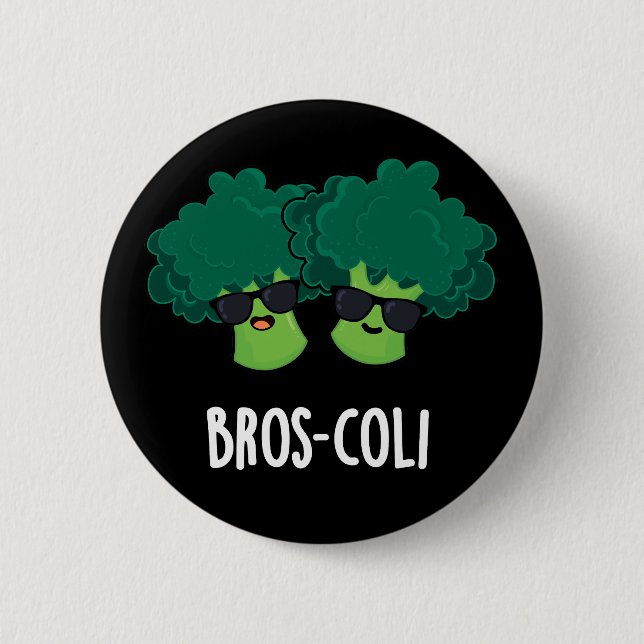 Macaron Rond 5 Cm Bros-coli Fantaisie Veggie Brocoli Pun Dark BG (Devant)
