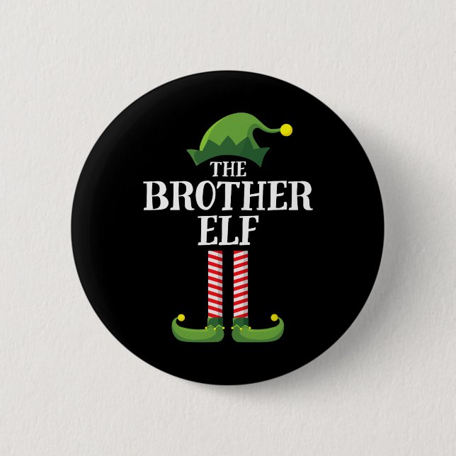 Macaron Rond 5 Cm Brother Elf Matching Famille Groupe Noël (Devant)