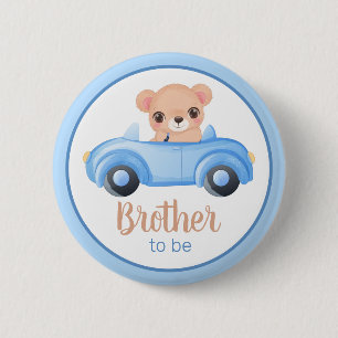 Macaron Rond 5 Cm Brother To Be Bear Garçon Bébé Douche Bouton