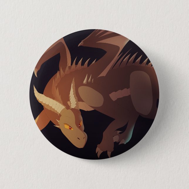 Macaron Rond 5 Cm Brown Dragon Fantasy Art (Devant)