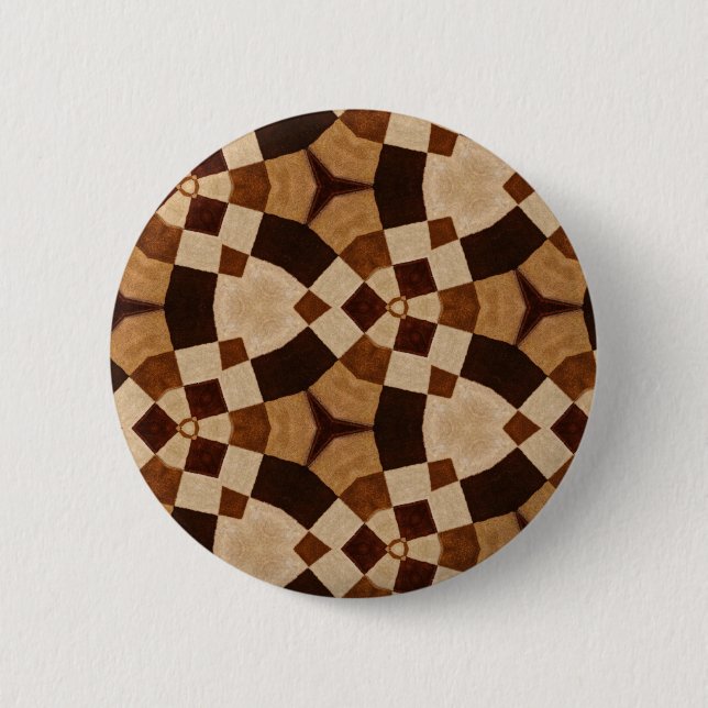 Macaron Rond 5 Cm Brown Kaleidoscope formes géométriques Motifs (Devant)
