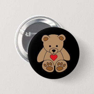 Macaron Rond 5 Cm Brown Teddy Bear Coeur Saint Valentin Je t'aime