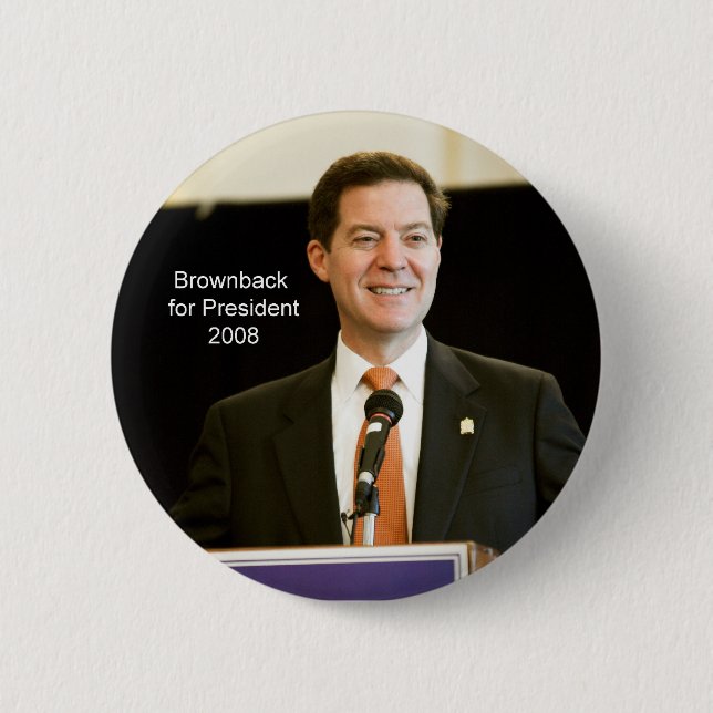 Macaron Rond 5 Cm Brownback pour le Président Button (Devant)