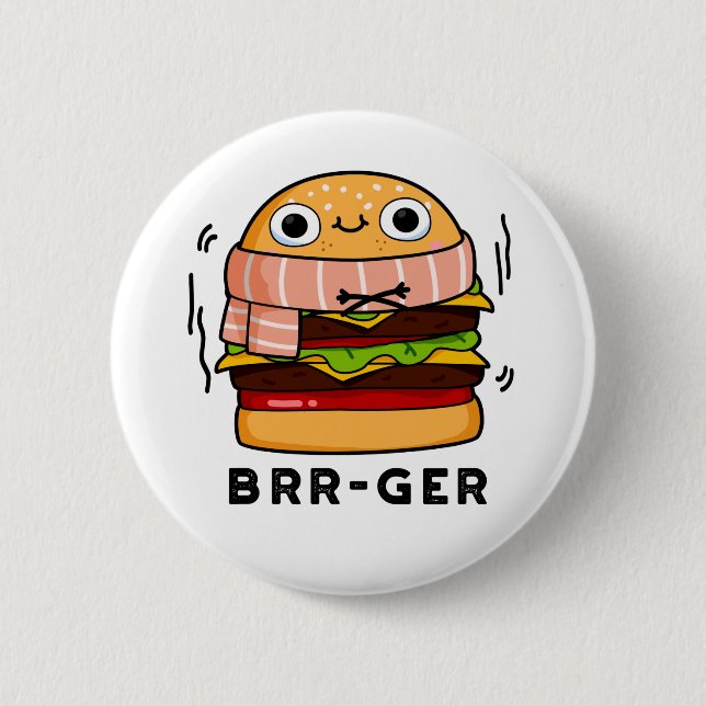 Macaron Rond 5 Cm Brr-ger Funny Congélation Burger Pun (Devant)