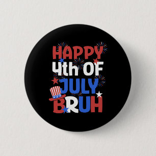 Macaron Rond 5 Cm Bruh 4 juillet Ados garçons Enfants Usa Drapeau 4e