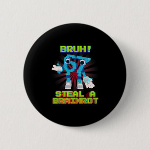 Macaron Rond 5 Cm Bruh 67 Six Seven 6-7 Drôle Brainrot Meme Pour Enf