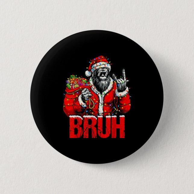 Macaron Rond 5 Cm Bruh Bigfoot Christmas Funny Sasquatch Xmas For Me (Devant)