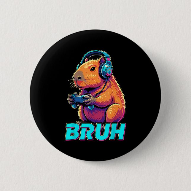 Macaron Rond 5 Cm Bruh Capybara Funny Video Games Capybaras  (Devant)