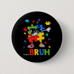 Macaron Rond 5 Cm Bruh Dabbing Puzzle Sensibilisations sur l'autisme
