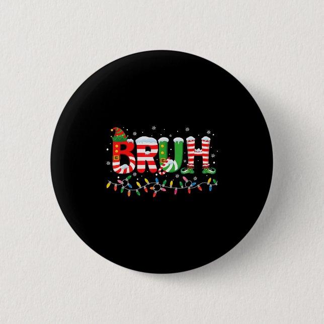 Macaron Rond 5 Cm Bruh Elf Squad Merry Christmas Xmas Lights Snowfla (Devant)