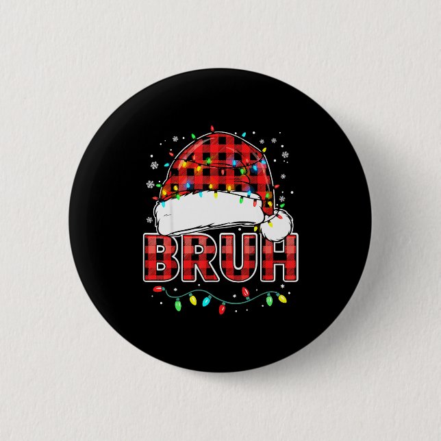 Macaron Rond 5 Cm Bruh Funny Santa Hat Lights Christmas  (Devant)