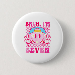 Macaron Rond 5 Cm Bruh j'ai sept 7 7ème anniversaire filles groovy 7