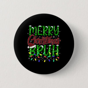 Macaron Rond 5 Cm Bruh Joyeux Noël Rouge Plaid Ados Garçons Enfants