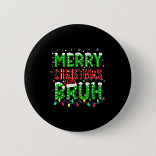 Macaron Rond 5 Cm Bruh Noël carreaux rouges adolescents garçons enfa