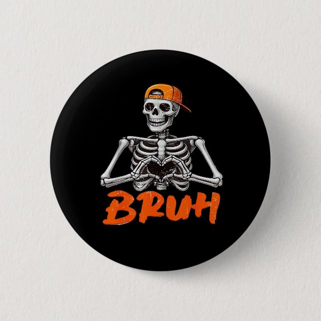 Macaron Rond 5 Cm Bruh Skeleton Coeur main Halloween Costumes Hommes (Devant)