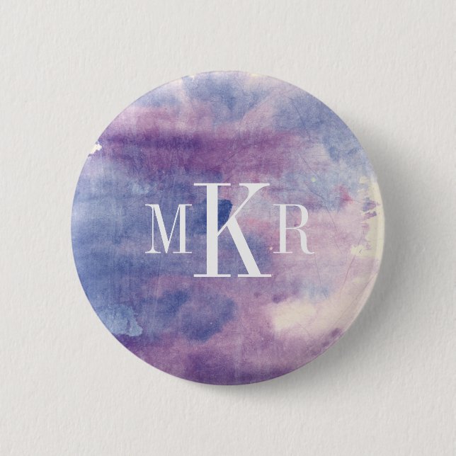 Macaron Rond 5 Cm Brume pourpre II du monogramme | (Devant)