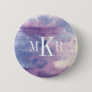 Macaron Rond 5 Cm Brume pourpre II du monogramme  