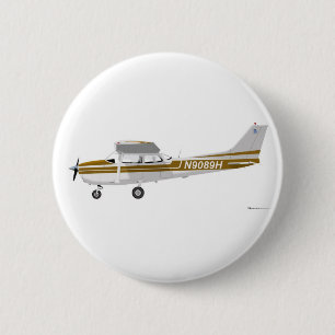 Macaron Rond 5 Cm Brun de Cessna 172 Skyhawk