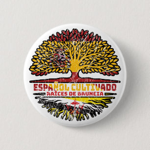 Macaron Rond 5 Cm Brunei Brunéien Espagnol Espagne Drapeau Racines d