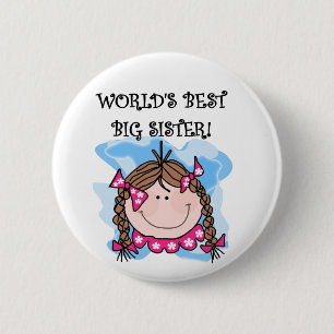 Macaron Rond 5 Cm Brunette World's Best Big Sister Tshirts and Gifts