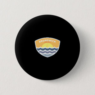 Macaron Rond 5 Cm Brunswick Géorgie Plage Ga Coucher de soleil Vacan