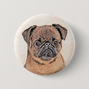 Macaron Rond 5 Cm Bruxelles Griffon Smooth Painting Original Chien A