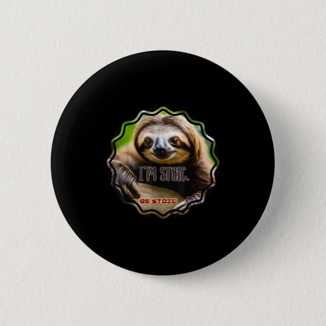 Macaron Rond 5 Cm Bs Im Stoic Sloth (Devant)