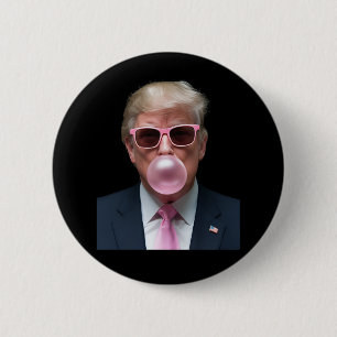Macaron Rond 5 Cm Bubblegum Rose Trump Drôle Président USA