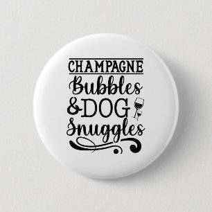 Macaron Rond 5 Cm Bubbles de champagne et lunettes de chien