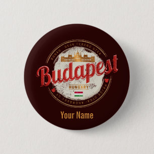 Macaron Rond 5 Cm Budapest Design Hongrie Parlement Vintage