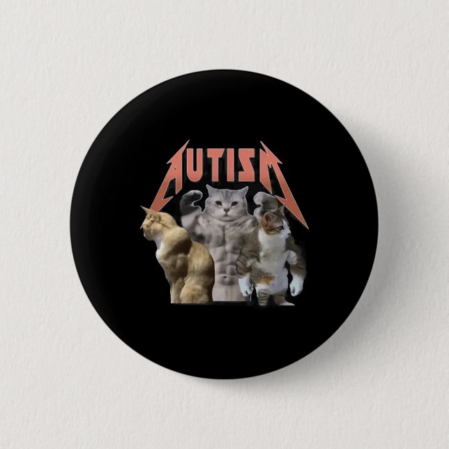Macaron Rond 5 Cm Buff Cats Autism meme (Devant)