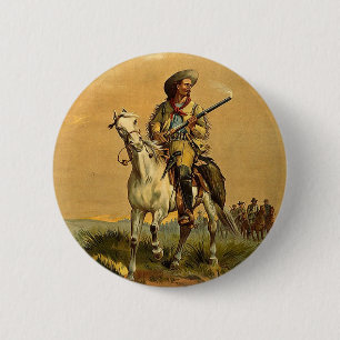Macaron Rond 5 Cm Buffalo Bill "publicité vintage du scout"
