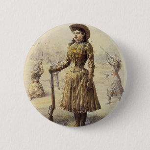 Macaron Rond 5 Cm Buffalo Bill's Wild West Show avec Annie Oakley