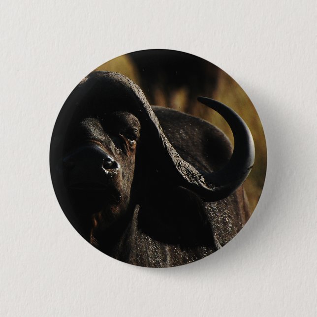 Macaron Rond 5 Cm Buffalo - grandes cinq goupilles animales de (Devant)