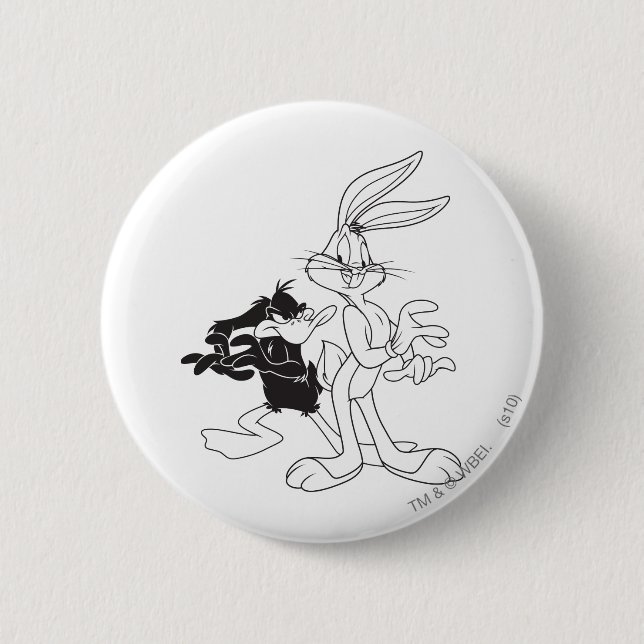 Macaron Rond 5 Cm BUGS BUNNY™ et DAFFY DUCK™ (Devant)