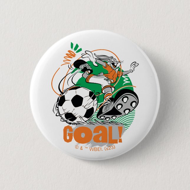 Macaron Rond 5 Cm BUGS BUNNY™ Soccer objectif (Devant)