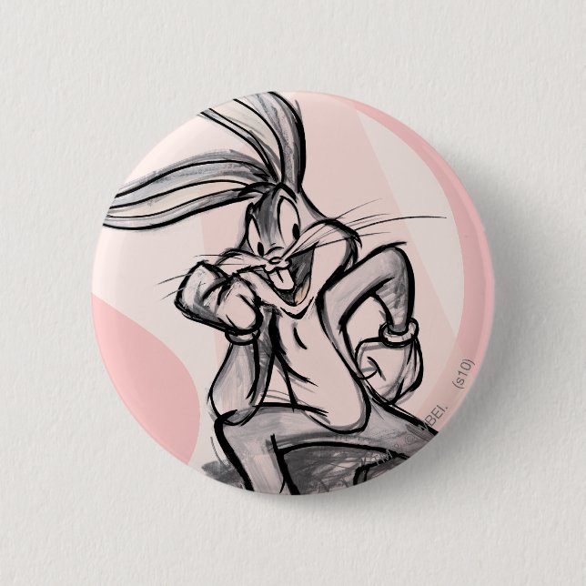 Macaron Rond 5 Cm BUGS BUNNY™ Thinker rose pâle (Devant)